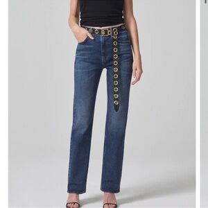 Citizens of Humanity Zurie Straight-Leg Jeans Dark Wash Blue 27